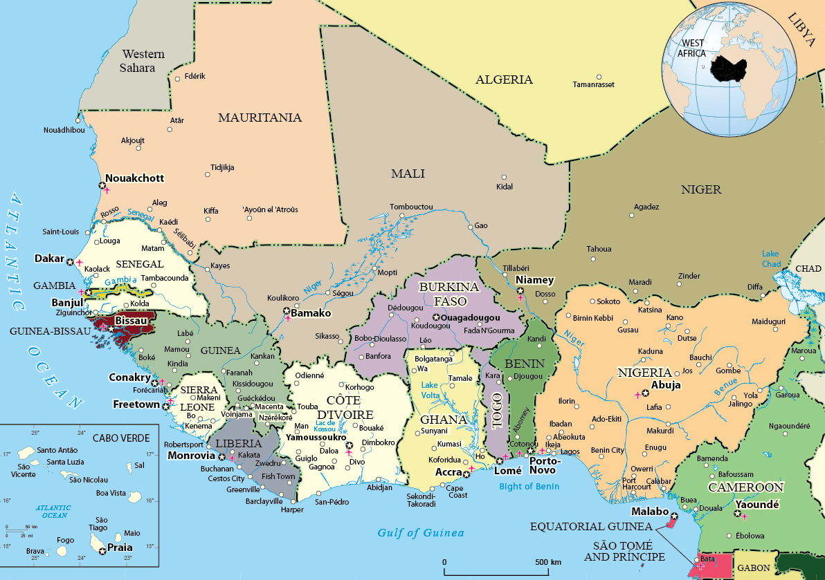 3 страны в западной африке. Страны Западной Африки на карте. Западная Африка. West Africa Map.